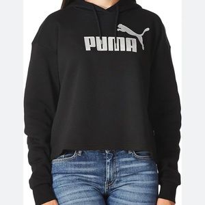 Puma Womens Black Crop Hoodie